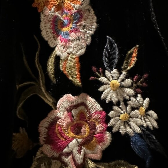 Johnny Was Isla Embroidered Velvet Dress Black Medium - Picture 4 of 4